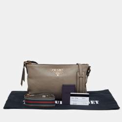 Pre Owned Prada Grey Vitello Daino Leather Crossbody Bag