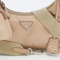 Pre Owned Prada Beige Nylon Re-Edition 2005 Shoulder Bag