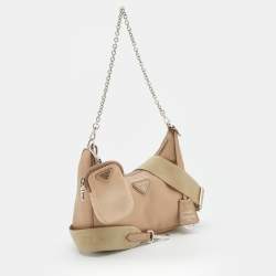 Pre Owned Prada Beige Nylon Re-Edition 2005 Shoulder Bag