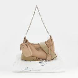 Pre Owned Prada Beige Nylon Re-Edition 2005 Shoulder Bag