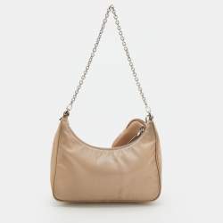 Pre Owned Prada Beige Nylon Re-Edition 2005 Shoulder Bag