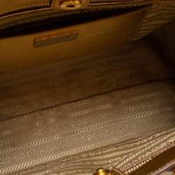 Pre Owned Prada Gold/White Saffiano Lux Leather Small Tote