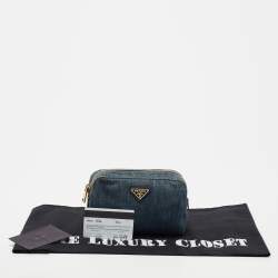 Prada Blue Denim Cosmetic Pouch 