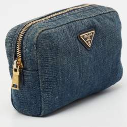 Prada Blue Denim Cosmetic Pouch 