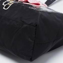 Pre Owned Prada Black Leather And Nylon Tessuto Robot Tote