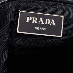 Pre Owned Prada Black Leather And Nylon Tessuto Robot Tote