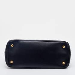 Pre Owned Prada Black Saffiano Lux Leather Small Tote