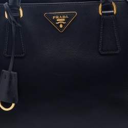 Pre Owned Prada Black Saffiano Lux Leather Small Tote