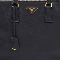 Pre Owned Prada Black Leather Large Double Zip Tote