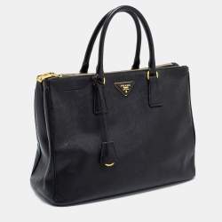 Pre Owned Prada Black Leather Large Double Zip Tote