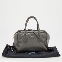 Pre Owned Prada Grey Leather Bauletto Bag