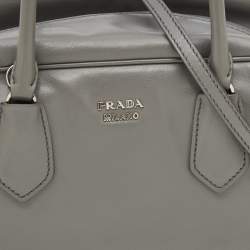 Pre Owned Prada Grey Leather Bauletto Bag