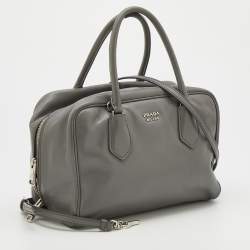 Pre Owned Prada Grey Leather Bauletto Bag