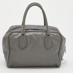 Pre Owned Prada Grey Leather Bauletto Bag