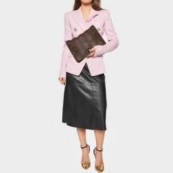 Prada Brown Nappa Gaufre Leather Clutch