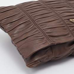 Prada Brown Nappa Gaufre Leather Clutch