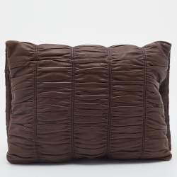 Prada Brown Nappa Gaufre Leather Clutch