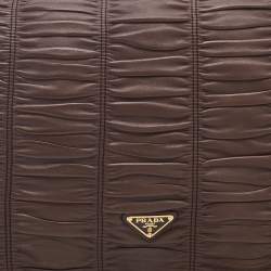 Prada Brown Nappa Gaufre Leather Clutch