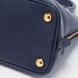 Pre Owned Prada Dark Blue Saffiano Lux Leather Small Promenade Satchel