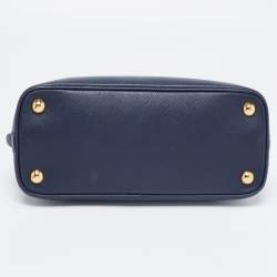 Pre Owned Prada Dark Blue Saffiano Lux Leather Small Promenade Satchel