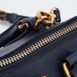 Pre Owned Prada Dark Blue Saffiano Lux Leather Small Promenade Satchel