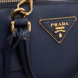 Pre Owned Prada Dark Blue Saffiano Lux Leather Small Promenade Satchel