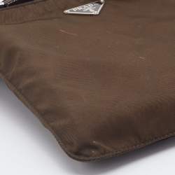 Pre Owned Prada  Dark Olive Nylon Messenger Bag