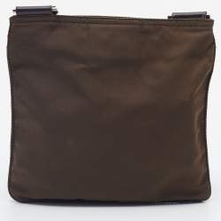 Pre Owned Prada  Dark Olive Nylon Messenger Bag