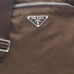 Pre Owned Prada  Dark Olive Nylon Messenger Bag