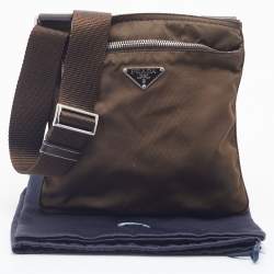 Pre Owned Prada  Dark Olive Nylon Messenger Bag