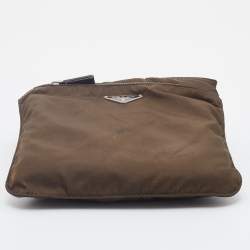 Pre Owned Prada  Dark Olive Nylon Messenger Bag
