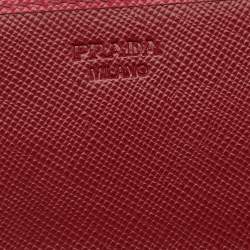 Prada Pink Saffiano Lux Leather Flap Continental Wallet