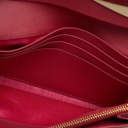 Prada Pink Saffiano Lux Leather Flap Continental Wallet