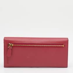 Prada Pink Saffiano Lux Leather Flap Continental Wallet