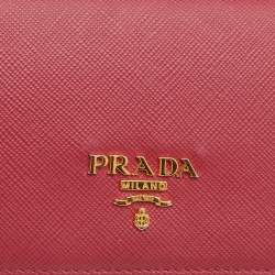 Prada Pink Saffiano Lux Leather Flap Continental Wallet