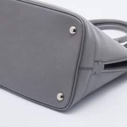 Pre Owned Prada Grey Saffiano Lux Leather Open Promenade Satchel