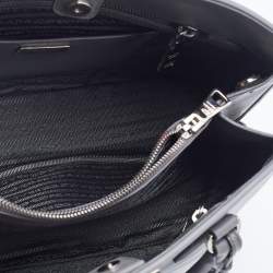 Pre Owned Prada Grey Saffiano Lux Leather Open Promenade Satchel