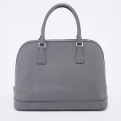 Pre Owned Prada Grey Saffiano Lux Leather Open Promenade Satchel