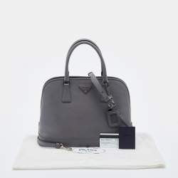 Pre Owned Prada Grey Saffiano Lux Leather Open Promenade Satchel