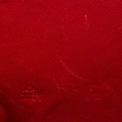 Pre Owned Prada Red Saffiano Leather Zip Around Compact Wallet