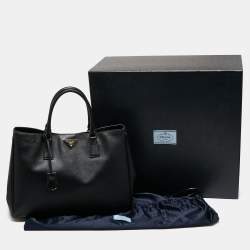 Pre Owned Prada Black Saffiano Leather Gardener's Tote