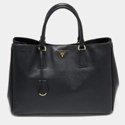 Pre Owned Prada Black Saffiano Leather Gardener's Tote