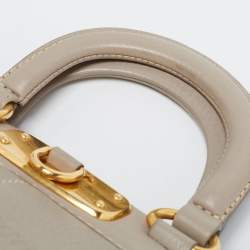 Pre Owned Prada Grey Leather Cervo Frame Satchel