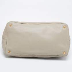 Pre Owned Prada Grey Leather Cervo Frame Satchel