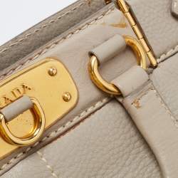 Pre Owned Prada Grey Leather Cervo Frame Satchel