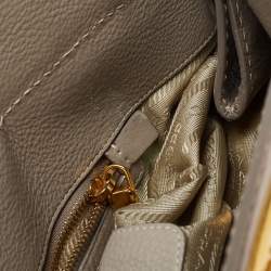 Pre Owned Prada Grey Leather Cervo Frame Satchel