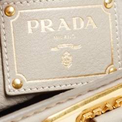 Pre Owned Prada Grey Leather Cervo Frame Satchel