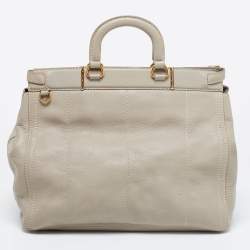 Pre Owned Prada Grey Leather Cervo Frame Satchel