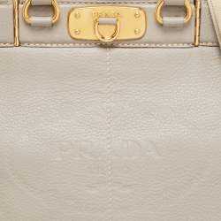 Pre Owned Prada Grey Leather Cervo Frame Satchel