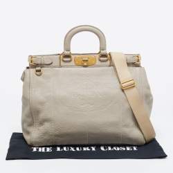 Pre Owned Prada Grey Leather Cervo Frame Satchel